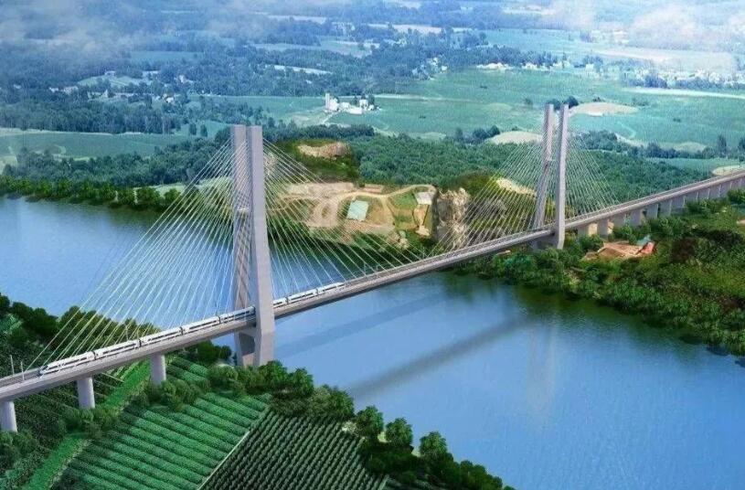 世界最大跨度(du)雙線無砟軌道(dào)橋百合郁江特(te)大橋首節鋼梁(liang)架設